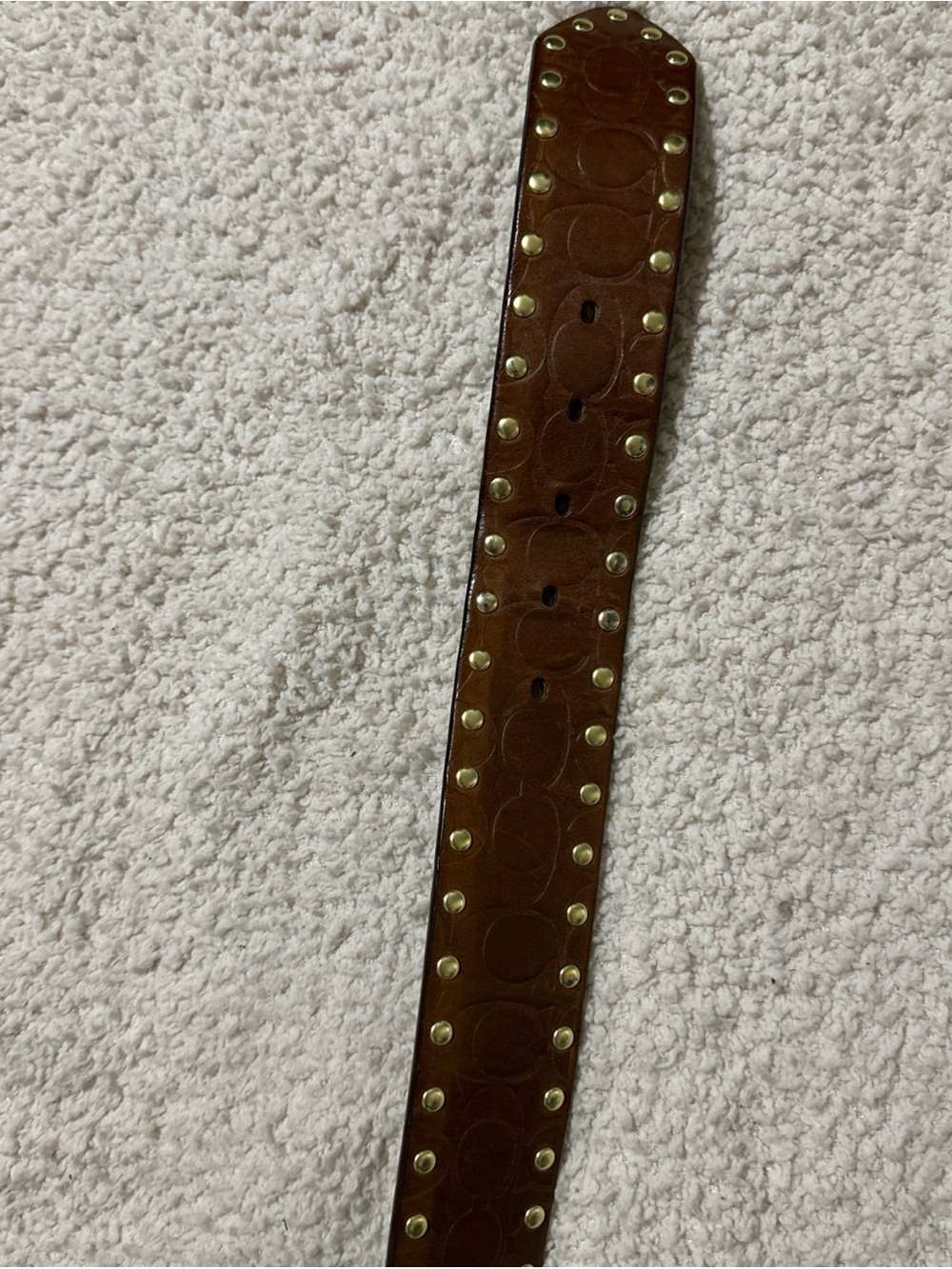 Vintage Signature Coach Wide Leather Brown Belt With Gold Studs,M - Picture 6 of 6